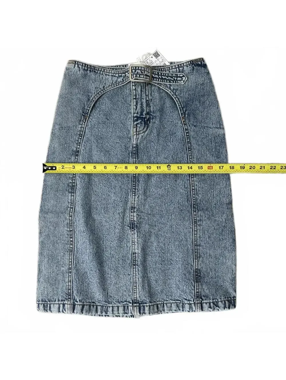 Mango Falda Denim Midi Skirt with Belt Indigo Blue Wash NWT XS